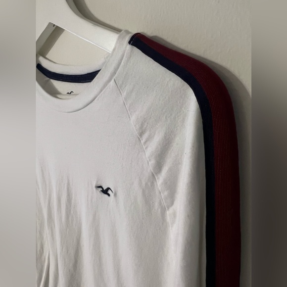 Men Fashion white long sleeve stripe T-shirt by Hollister size Small - Picture 6 of 7